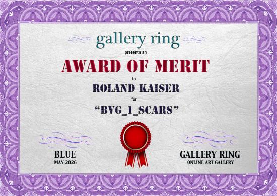 Award of Merit for Roland Kaisers "BVG_1_SCARs" @ show "BLUE" - April 2026, Gallery Ring, USA